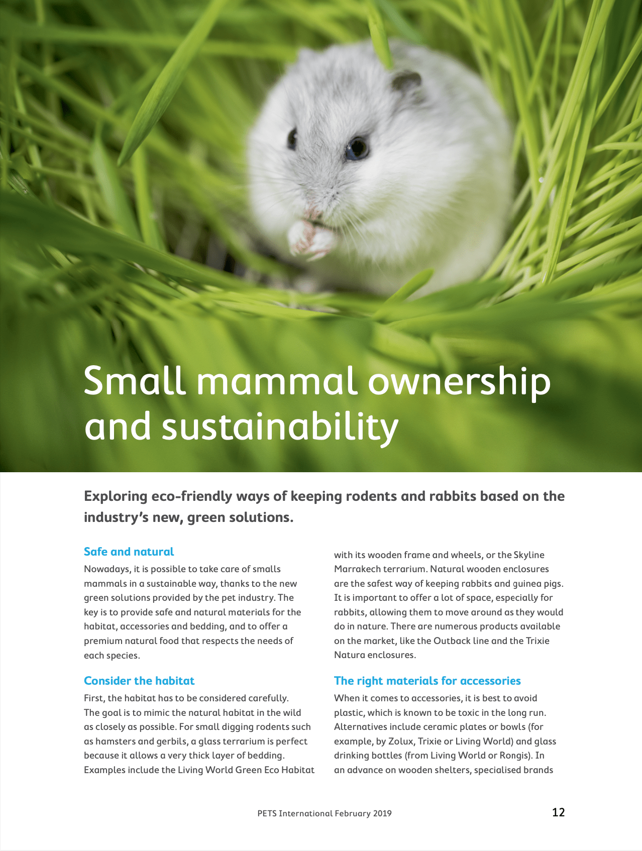 Small mammal ownership and Sustainability, Pets International - pet industry article by Marie-Sophie Germain
